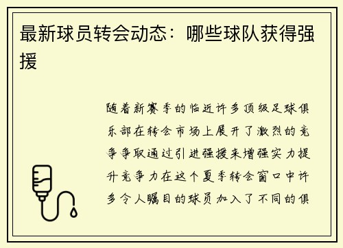 最新球员转会动态：哪些球队获得强援
